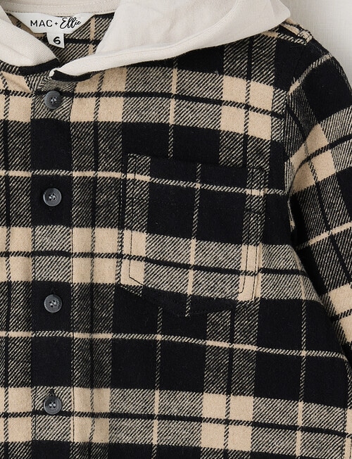 Mac & Ellie Long Sleeve Hooded Shirt, Black product photo View 03 L