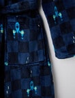 Sleep Squad Pixel Checker Hooded Robe, Midnight Blue, 8-16 product photo View 03 S