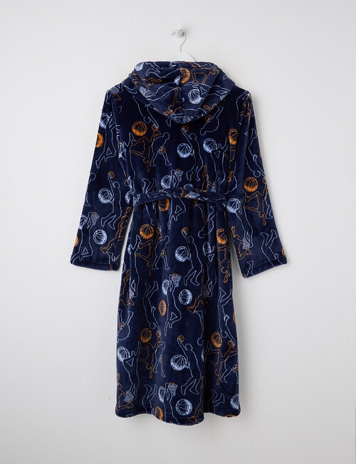 Sleep Squad Basketball Hooded Robe, Midnight Blue, 8-16 product photo View 02 L