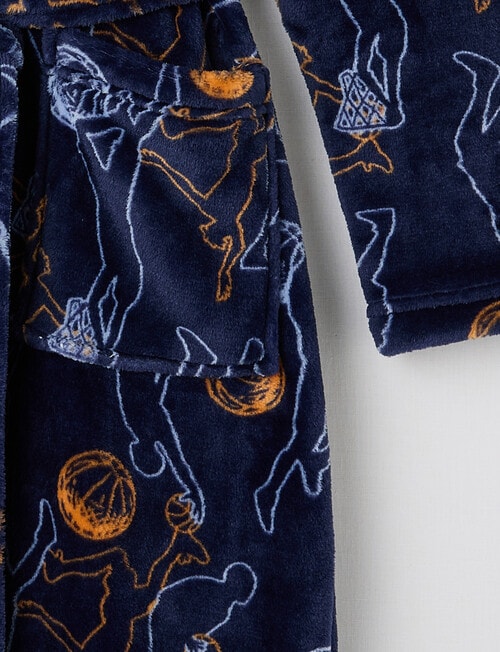 Sleep Squad Basketball Hooded Robe, Midnight Blue, 8-16 product photo View 03 L