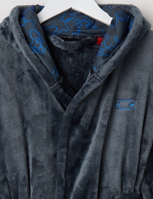 Sleep Squad Gamer Hooded Robe, Future Grey, 8-16 product photo View 03 L