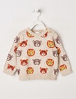 Teeny Weeny Faces Crew Neck Knit Jumper, Oat Marle product photo
