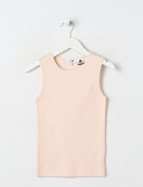 Blue Ink Merino & Cotton Blend Singlet, Powder Pink, 8-14 product photo
