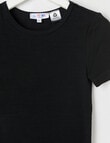 Blue Ink Merino & Cotton Blend Short Sleeve Top, Black, 3-7 product photo View 02 S