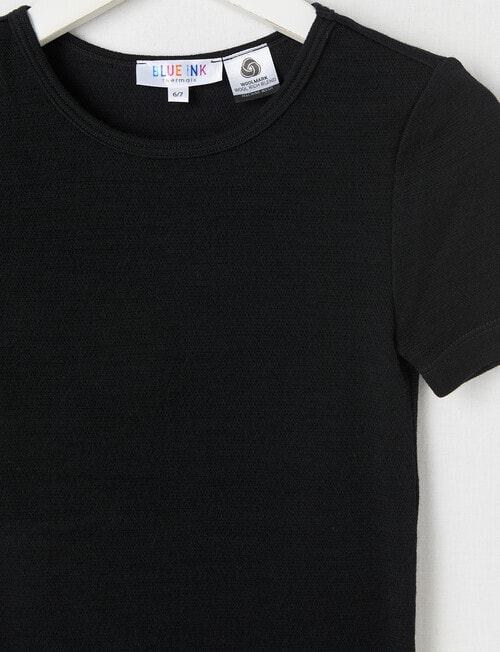 Blue Ink Merino & Cotton Blend Short Sleeve Top, Black, 3-7 product photo View 02 L