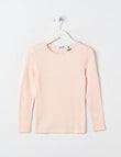 Blue Ink Merino & Cotton Blend Long Sleeve Top, Powder Pink, 3-7 product photo