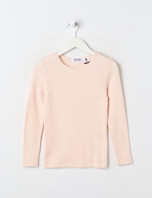 Blue Ink Merino & Cotton Blend Long Sleeve Top, Powder Pink, 3-7 product photo