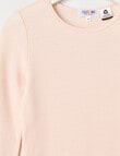 Blue Ink Merino & Cotton Blend Long Sleeve Top, Powder Pink, 3-7 product photo View 02 S