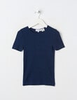 Blue Ink Merino & Cotton Blend Short Sleeve Top, Navy, 3-7 product photo