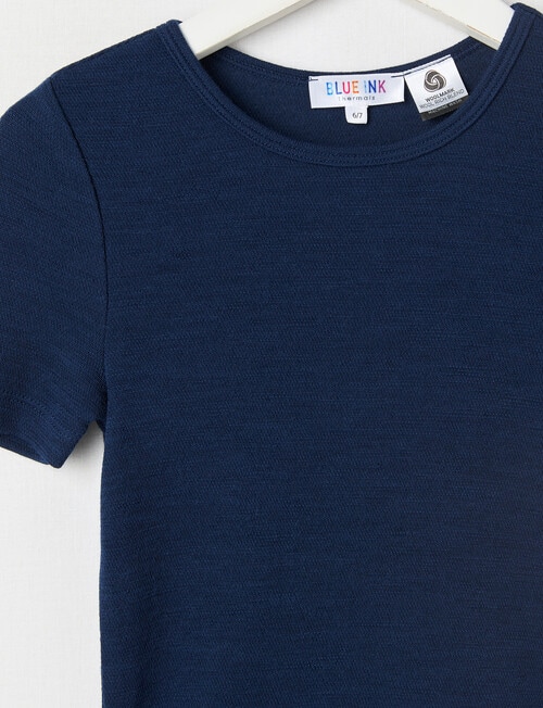 Blue Ink Merino & Cotton Blend Short Sleeve Top, Navy, 3-7 product photo View 02 L
