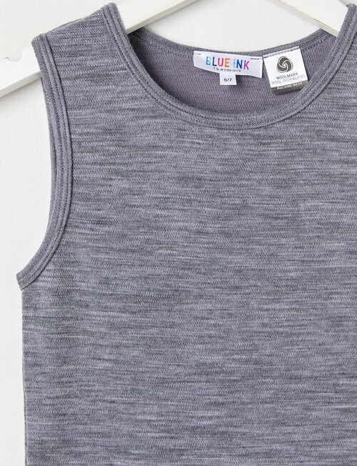 Blue Ink Merino & Cotton Blend Singlet, Velveteen, 3-7 product photo View 02 L