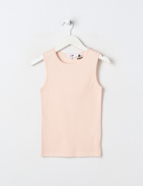 Blue Ink Merino & Cotton Blend Singlet, Powder Pink, 3-7 product photo