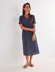 Ella J Spot Elastic Waist Dress, Navy product photo View 03 S