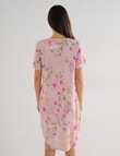 Whistle Sleep T-Shirt Nightie, Vintage Blush Print product photo View 02 S