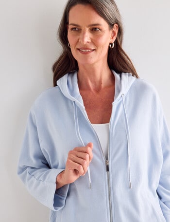 Ella J Relaxed Zip Sweatshirt, Pale Blue product photo