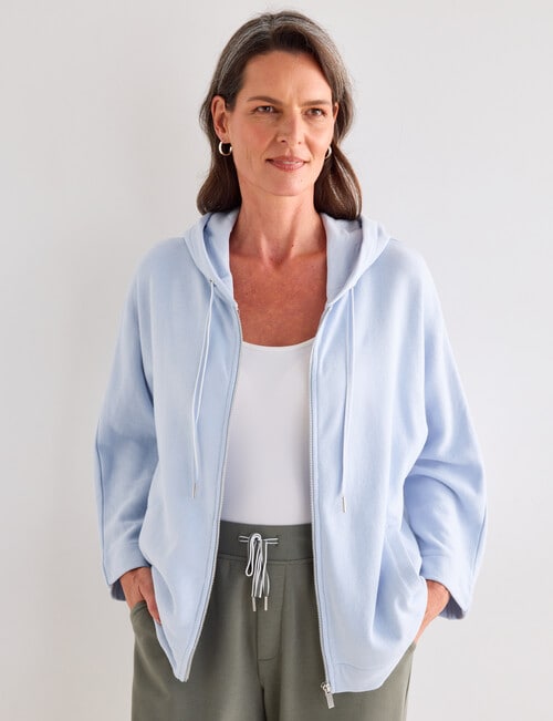 Ella J Relaxed Zip Sweatshirt, Pale Blue product photo View 04 L