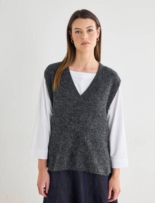 Jigsaw Compose Cosy Alpaca Vest, Char Marle product photo View 07 L