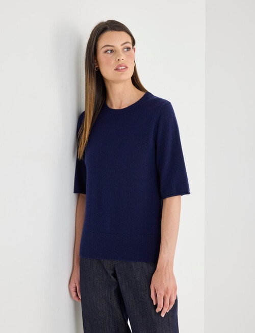 Jigsaw Carve Cashmere Blend Tee, Midnight Blue product photo View 05 L