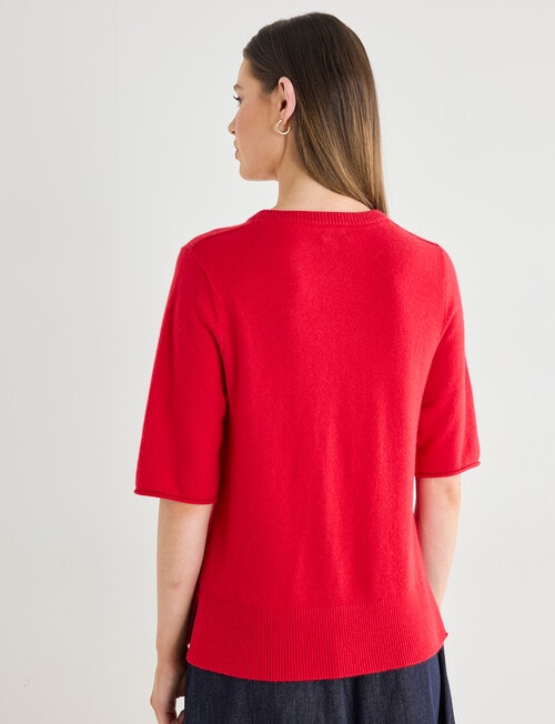 Jigsaw Carve Cashmere Blend Tee, Crimson Red product photo View 02 L