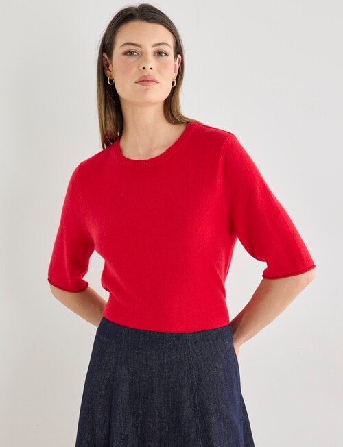 Jigsaw Carve Cashmere Blend Tee, Crimson Red product photo View 05 L