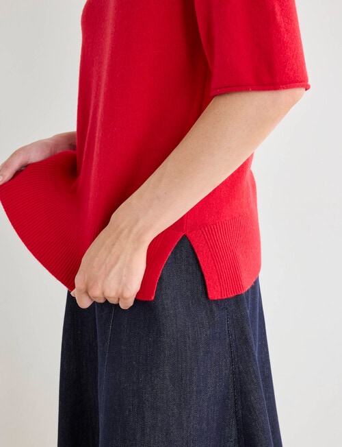 Jigsaw Carve Cashmere Blend Tee, Crimson Red product photo View 09 L