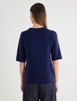Jigsaw Carve Cashmere Blend Tee, Midnight Blue product photo View 02 S
