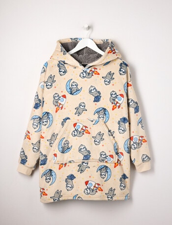 Sleep Squad I Need Space Sloth Oversized Hoodie, Chalk, 8-16 product photo