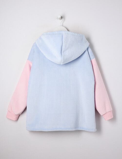 Sleep Mode Unicorn Colour Block Oversized Hoodie, Pink & Blue, 2-8 product photo View 02 L