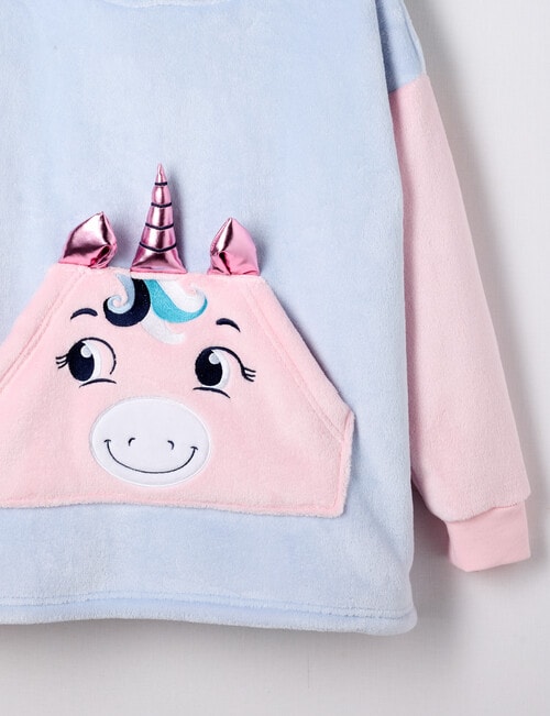 Sleep Mode Unicorn Colour Block Oversized Hoodie, Pink & Blue, 2-8 product photo View 03 L