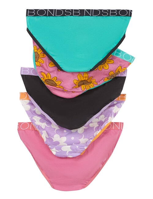 Bonds Sunflower Multipack Bikini Brief, 5-Pack , Pink Multi product photo View 02 L