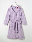 Sleep Squad Bow Jacquard Hooded Robe, Lavender, 8-16 product photo