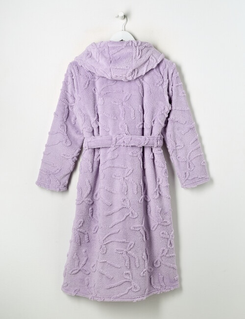 Sleep Squad Bow Jacquard Hooded Robe, Lavender, 8-16 product photo View 02 L