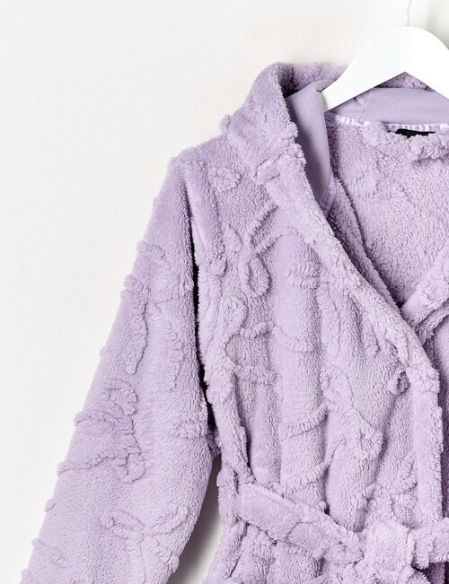 Sleep Squad Bow Jacquard Hooded Robe, Lavender, 8-16 product photo View 03 L