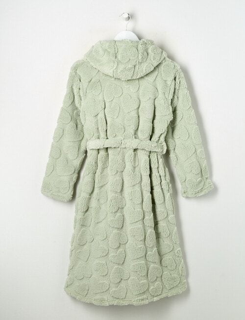 Sleep Squad Heart Jacquard Hooded Robe, Soft Grass, 8-16 product photo View 02 L