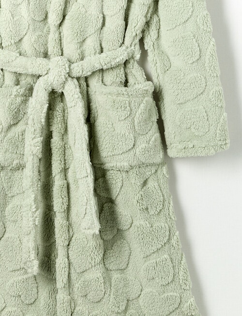 Sleep Squad Heart Jacquard Hooded Robe, Soft Grass, 8-16 product photo View 03 L