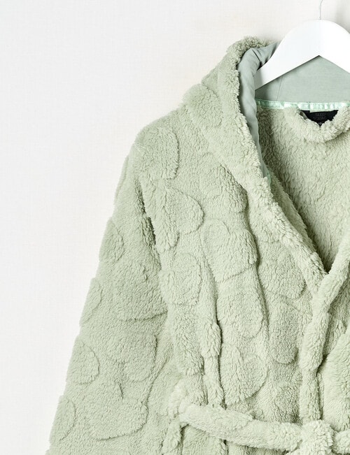 Sleep Squad Heart Jacquard Hooded Robe, Soft Grass, 8-16 product photo View 04 L