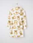 Sleep Squad Bears Printed Shawl Robe, Vanilla, 8-16 product photo View 02 S