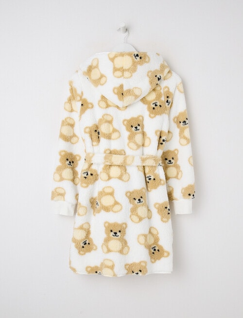 Sleep Squad Bears Printed Shawl Robe, Vanilla, 8-16 product photo View 02 L