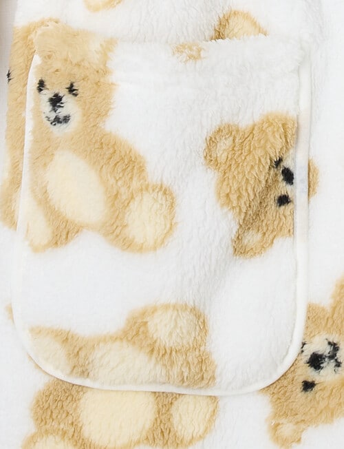 Sleep Squad Bears Printed Shawl Robe, Vanilla, 8-16 product photo View 03 L
