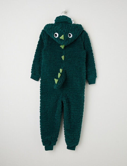 Sleep Mode Dino Onesie, Green, 2-8 product photo View 02 L