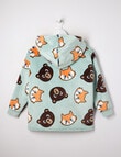 Sleep Mode Bear & Fox Oversized Hoodie, Soft Grass, 2-8 product photo View 02 S