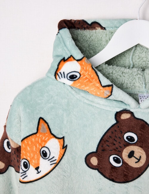Sleep Mode Bear & Fox Oversized Hoodie, Soft Grass, 2-8 product photo View 04 L