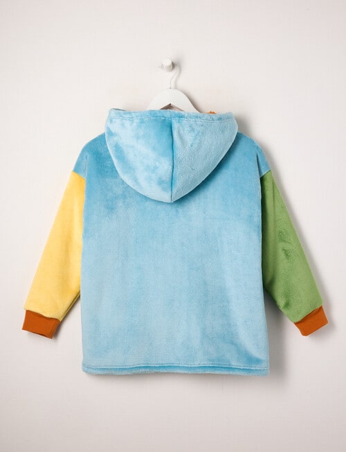 Sleep Mode Dino Colour Block Oversized Hoodie, Blue, 2-8 product photo View 02 L
