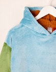 Sleep Mode Dino Colour Block Oversized Hoodie, Blue, 2-8 product photo View 04 S