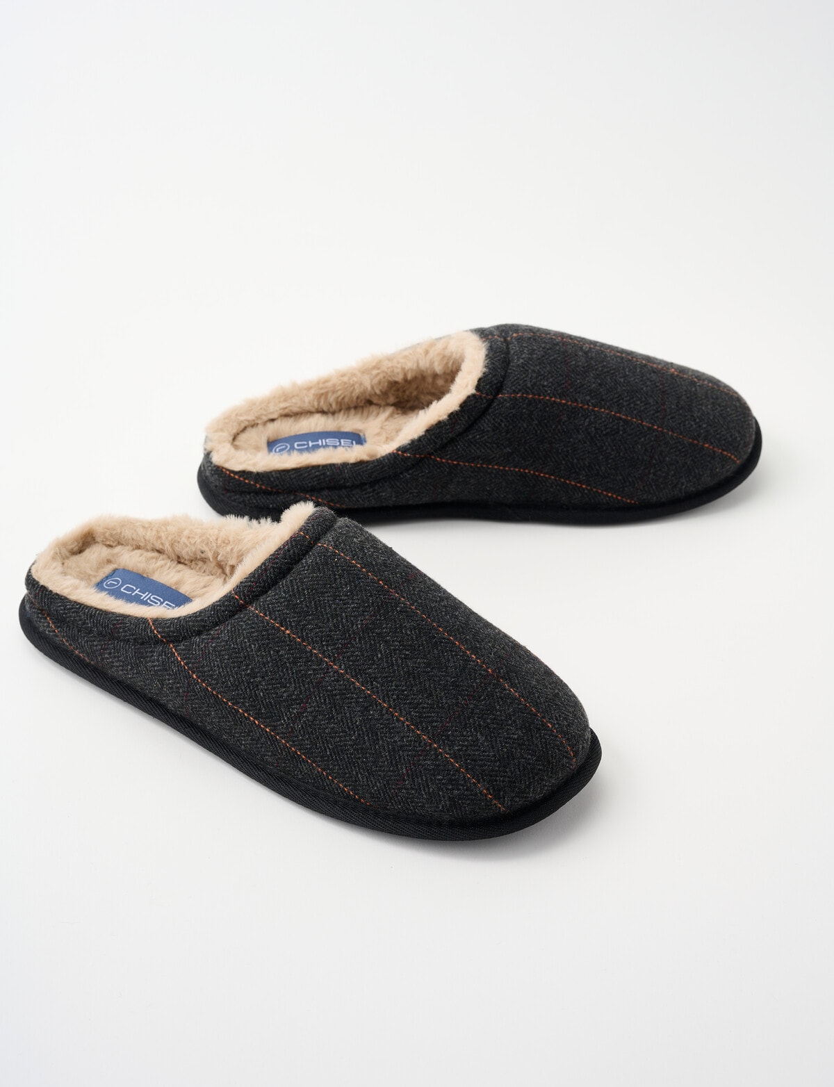 Chisel Open Scuff Herringbone Slipper, Brown & Black - Slippers