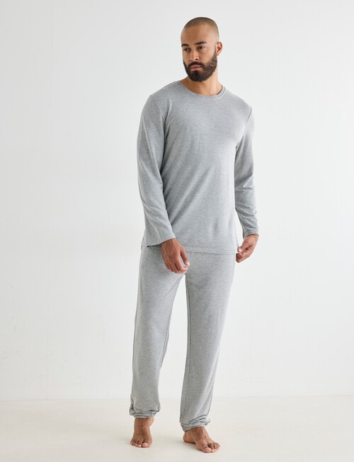 Mazzoni Viscose Rayon from Bamboo Long Sleeve Sleep Top, Grey Marle product photo View 03 L