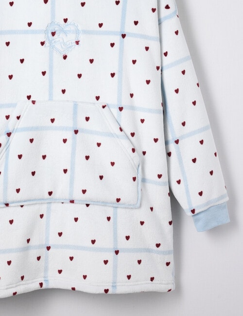 Sleep Squad Checks & Hearts Oversized Hoodie, Moonstone Blue & White, 8-16 product photo View 03 L