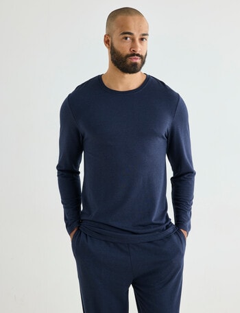 Mazzoni Viscose Rayon from Bamboo Long Sleeve Sleep Top, Navy product photo