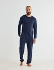 Mazzoni Viscose Rayon from Bamboo Long Sleeve Sleep Top, Navy product photo View 03 S