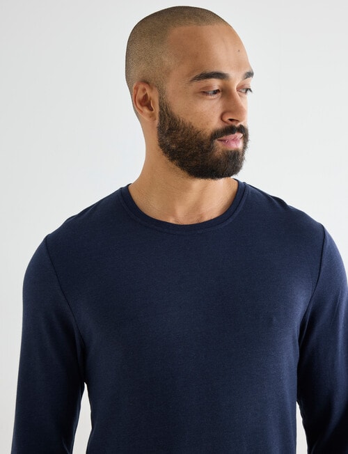 Mazzoni Viscose Rayon from Bamboo Long Sleeve Sleep Top, Navy product photo View 04 L